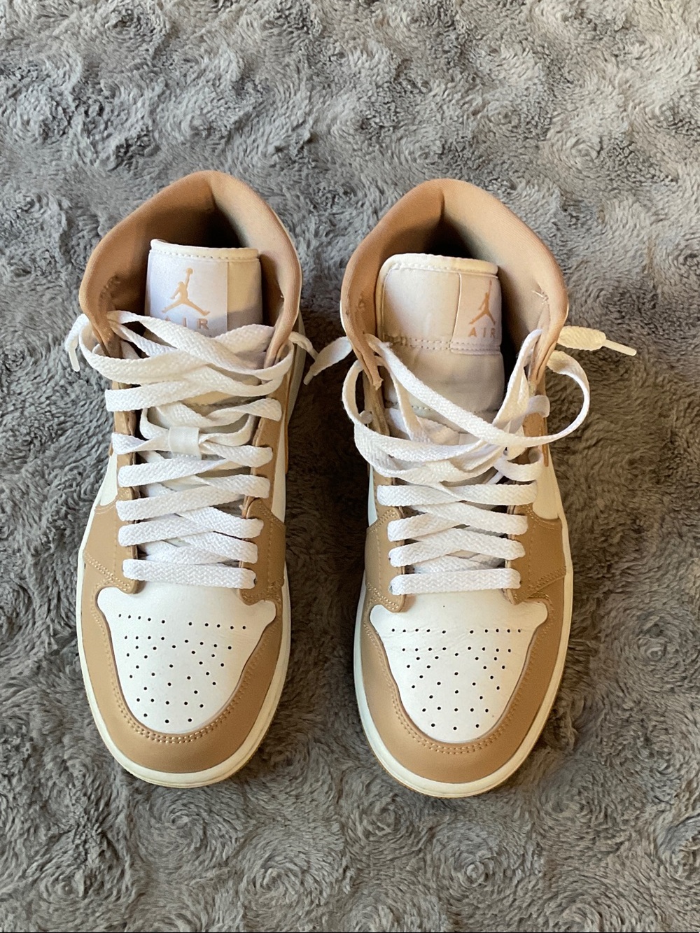 Nike Women's High-Top Sneakers in Beige and White